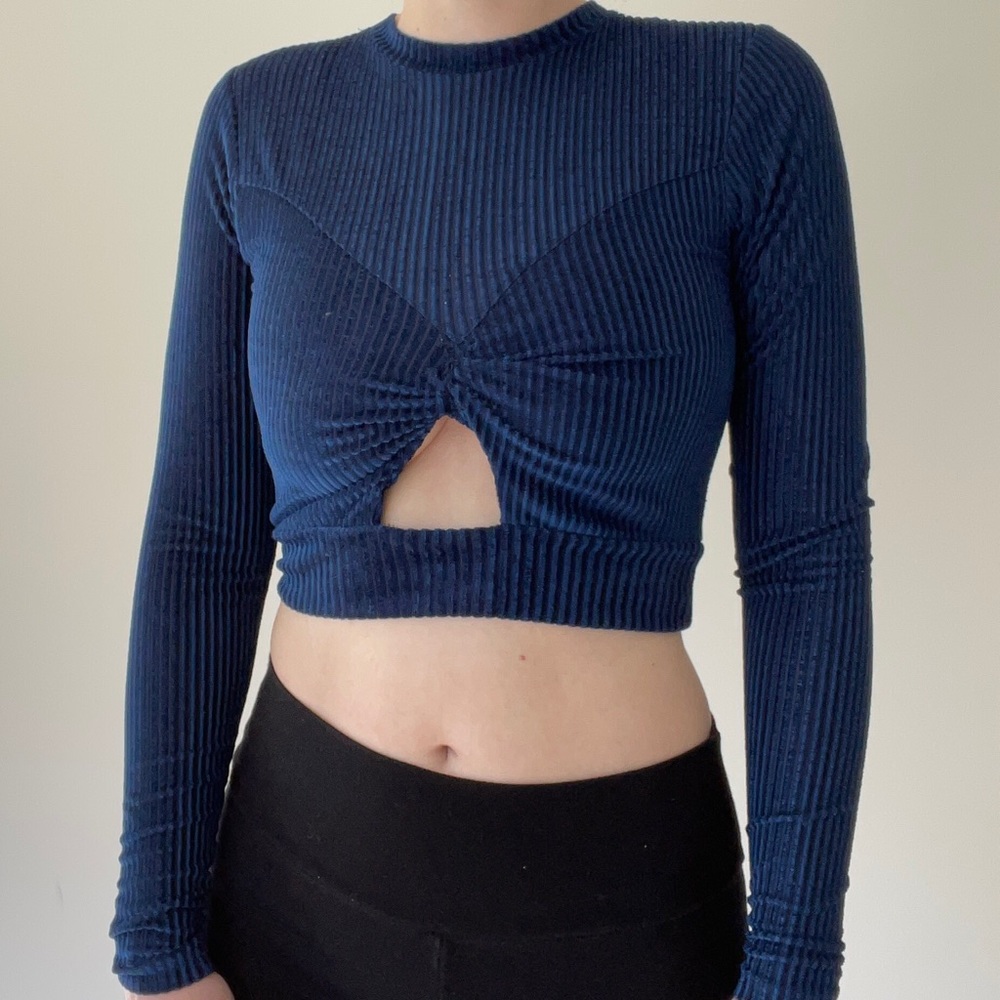 Topshop Velvet Crop Top with Key Hole